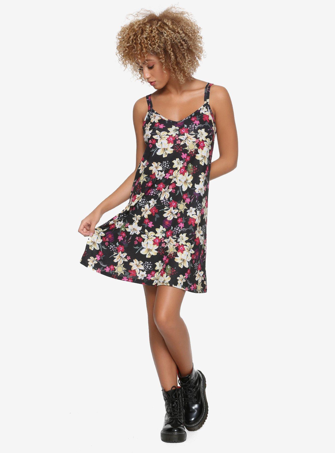 Disney Tangled Floral Print Slip Dress, BLACK, alternate