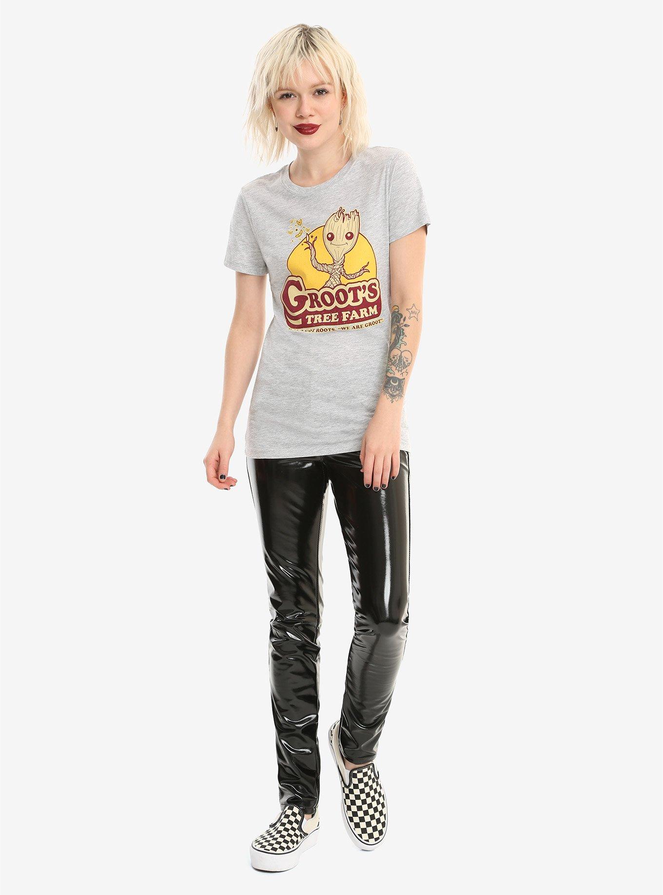 Marvel Guardians Of The Galaxy Groot Tree Farm Girls T-Shirt, GREY, alternate