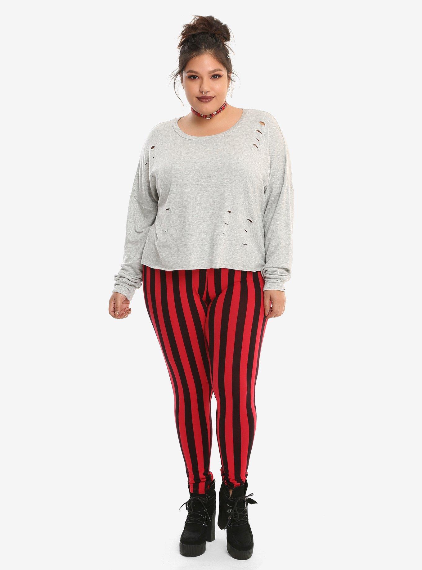 Heather Grey Destructed Girls Crop Sweatshirt Plus Size, , alternate