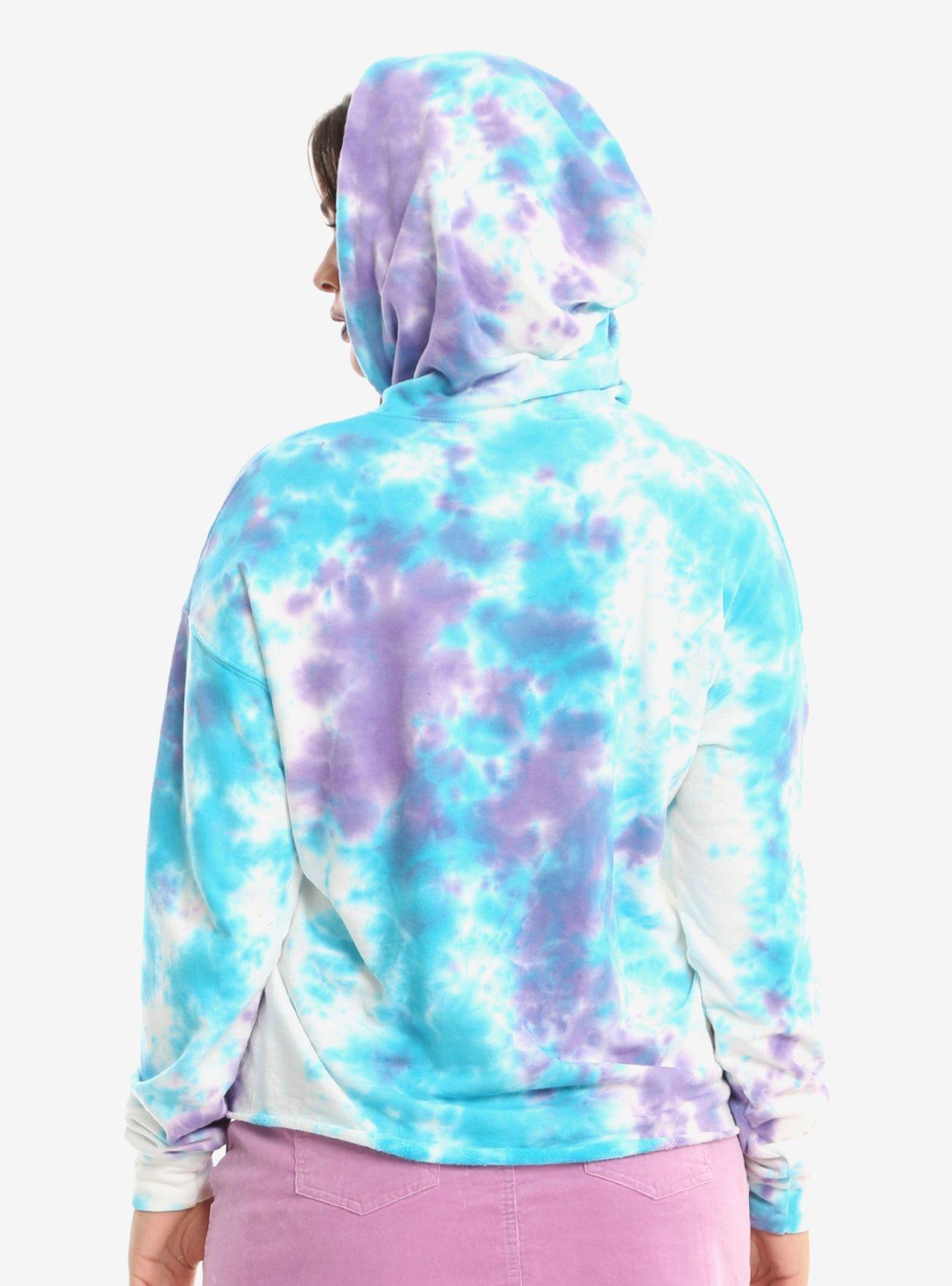 Pastel Tie Dye Crop Girls Hoodie Plus Size, , alternate