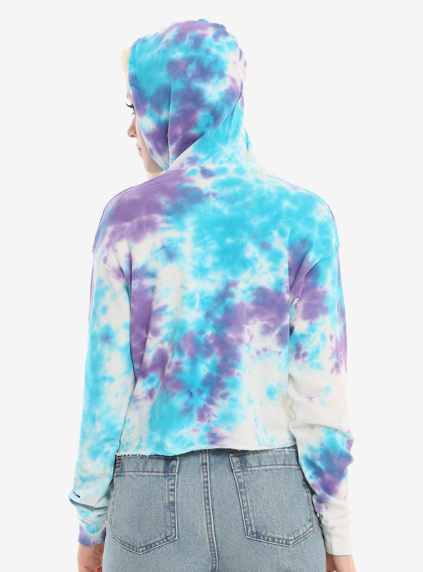 Pastel Tie Dye Crop Girls Hoodie, , alternate