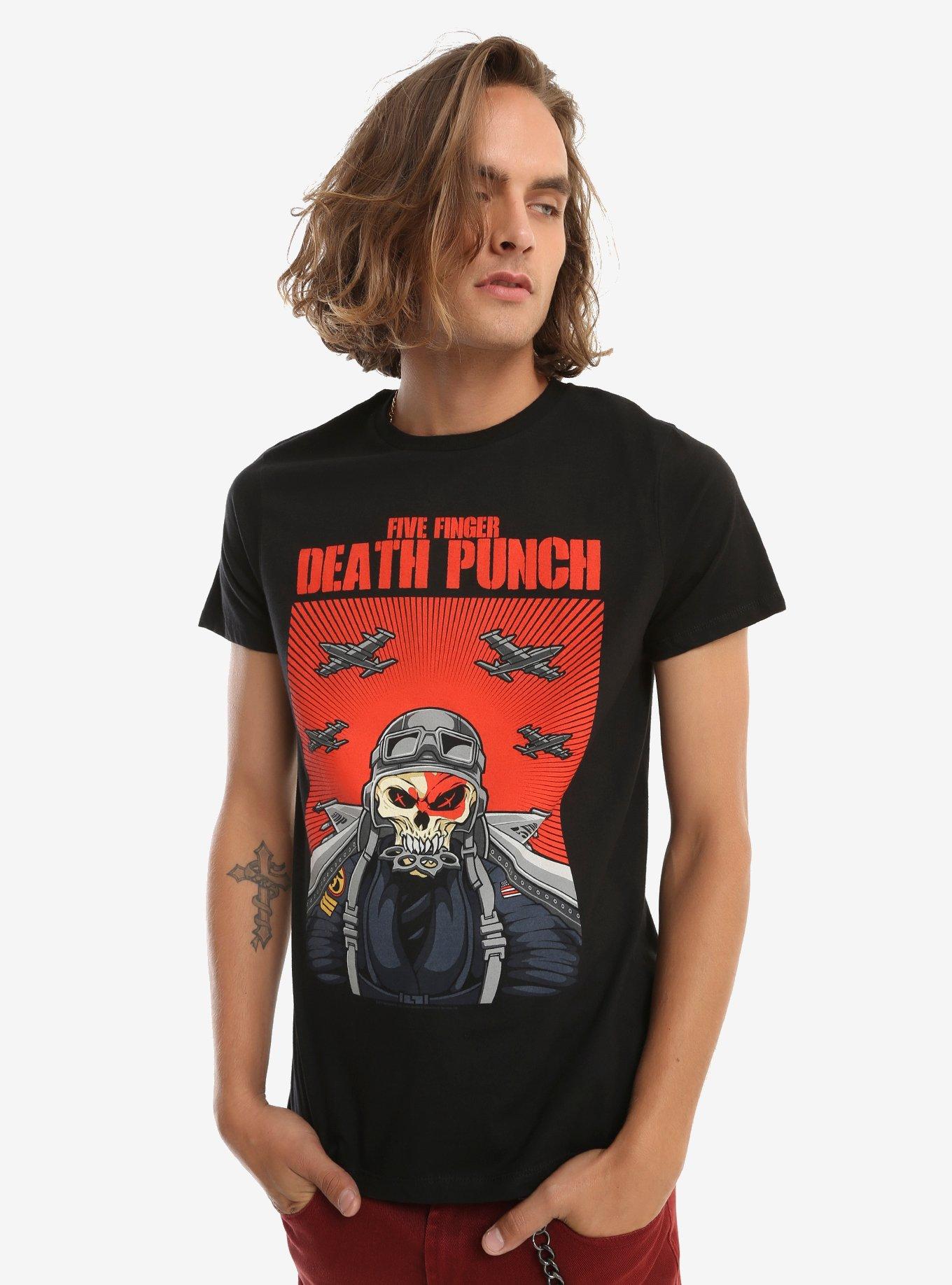 Five Finger Death Punch Skull Pilot T-Shirt, , alternate