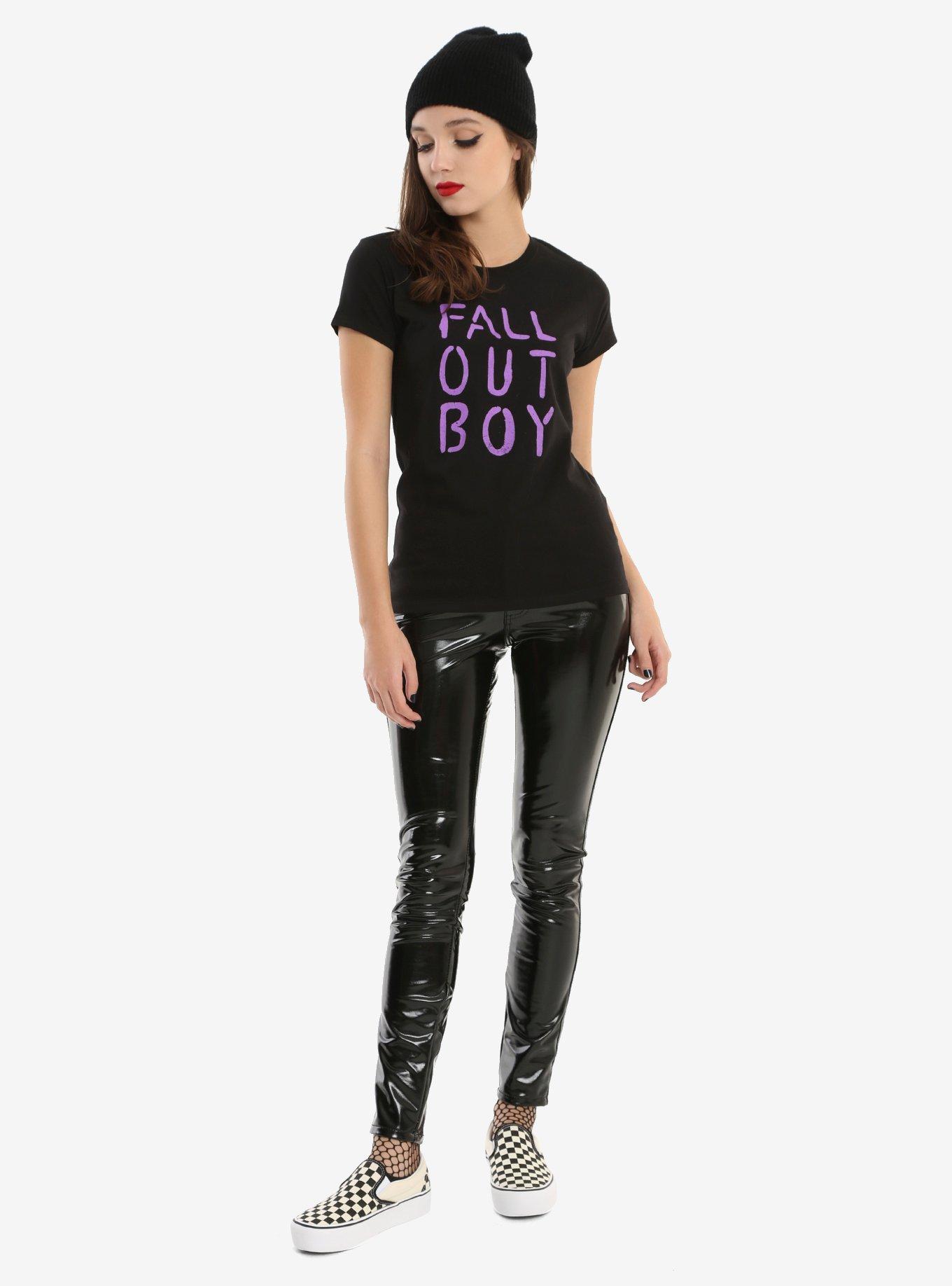 Fall Out Boy Stencil Logo Girls T-Shirt, BLACK, alternate