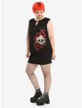 Skull & Roses Keyhole Neckline Lace-Up Back Girls Top Plus Size, , alternate