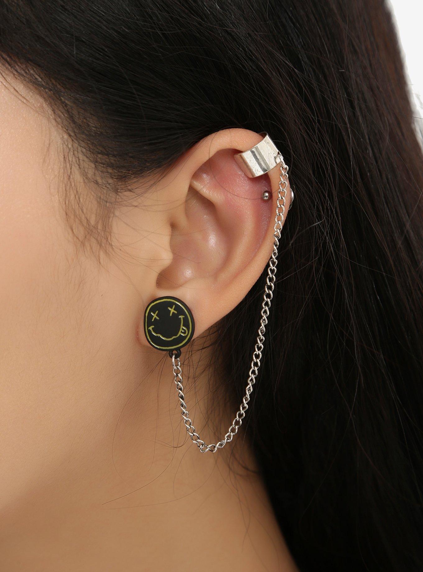 Nirvana Smiley Ear Cuff Set, , alternate