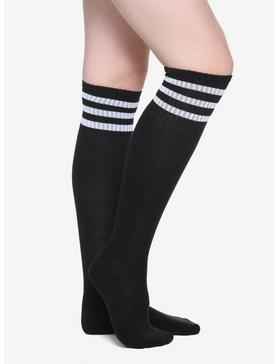 Plus Size Black & White Cushioned Knee-High Socks, , hi-res