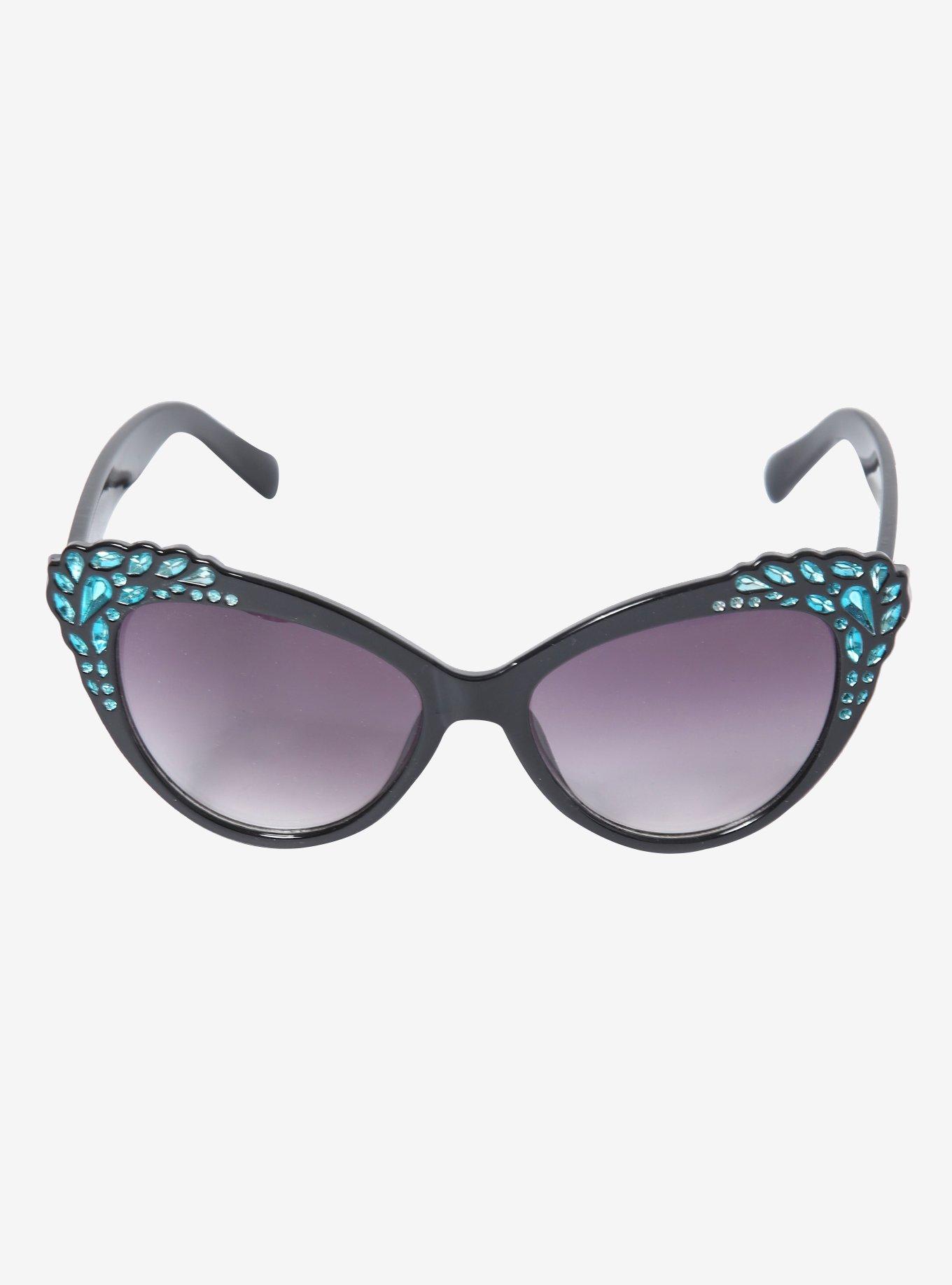 Turquoise Gem Temple Extreme Cat Eye Sunglasses, , alternate