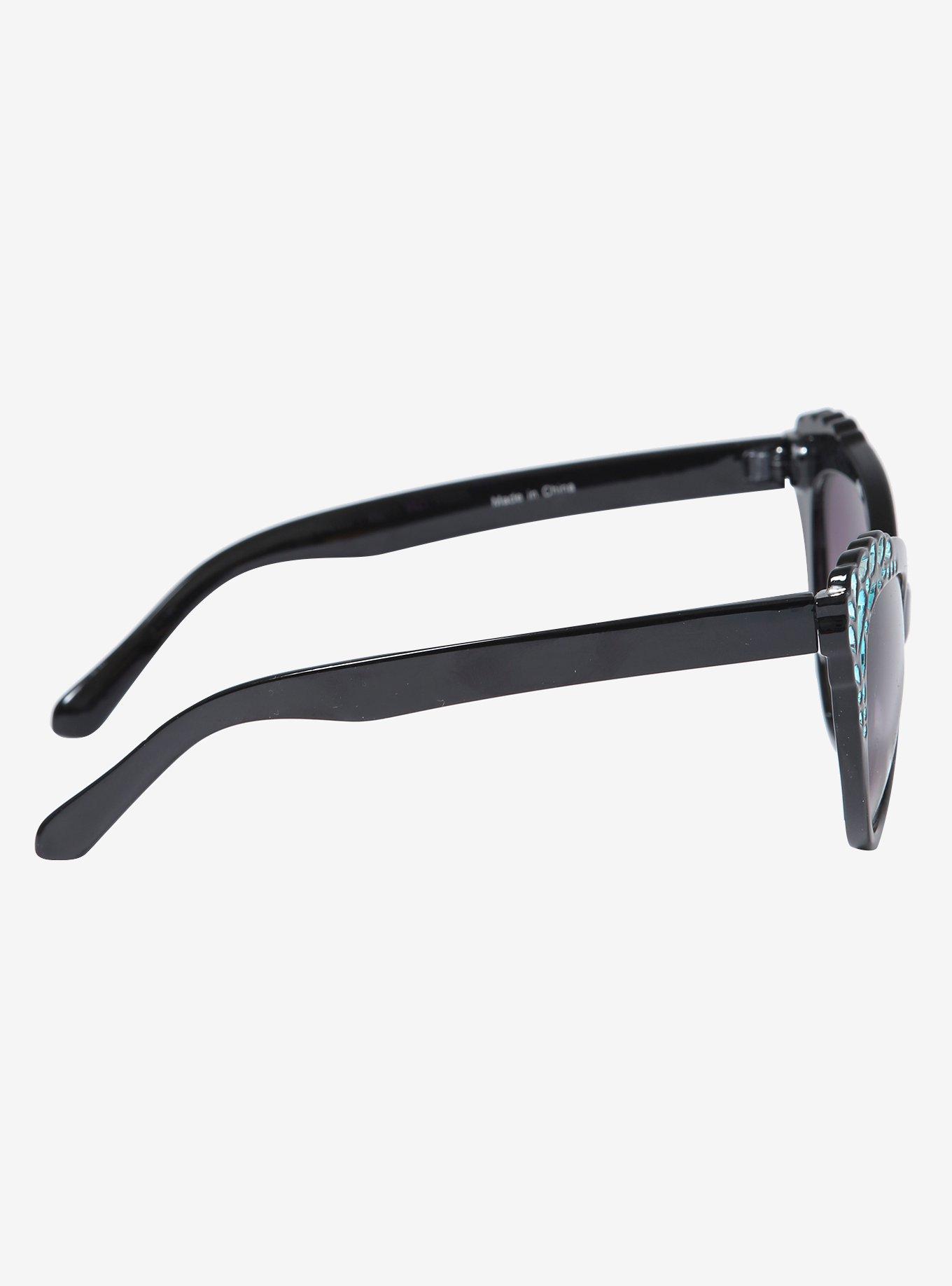 Turquoise Gem Temple Extreme Cat Eye Sunglasses, , alternate
