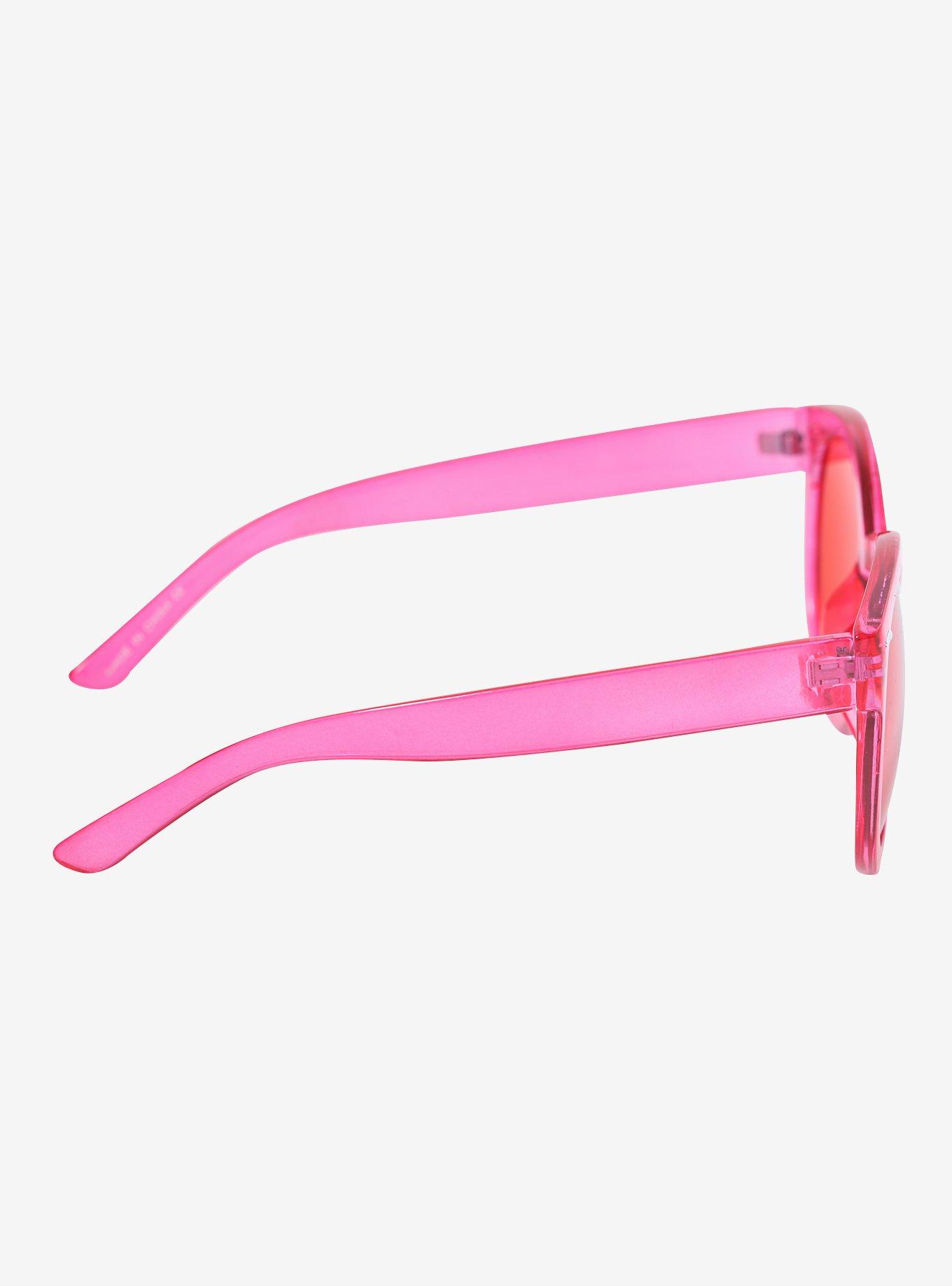 Red Lens Pink Plastic Frame Sunglasses, , alternate
