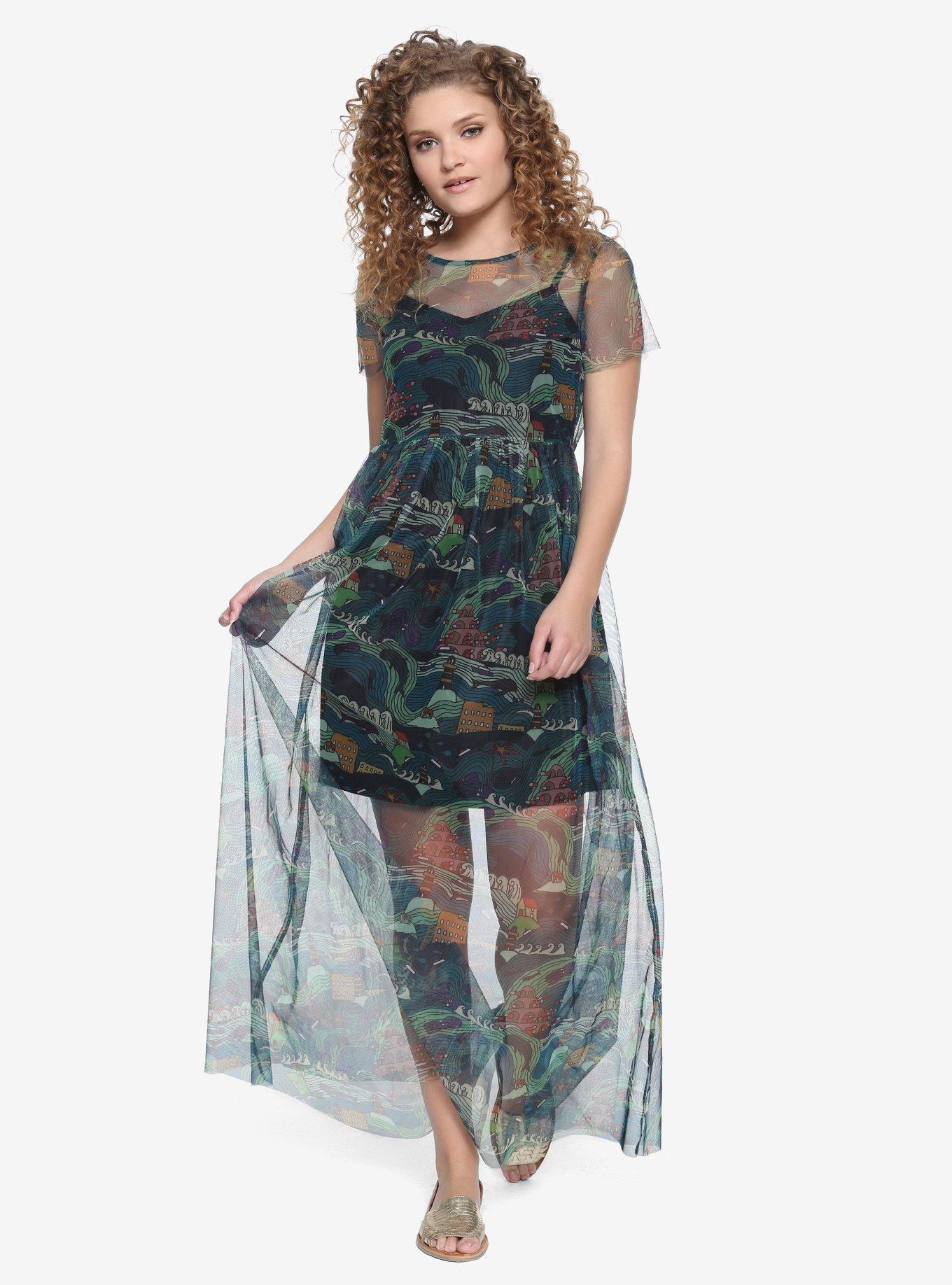 Studio Ghibli Ponyo Line Art Maxi Dress, , alternate