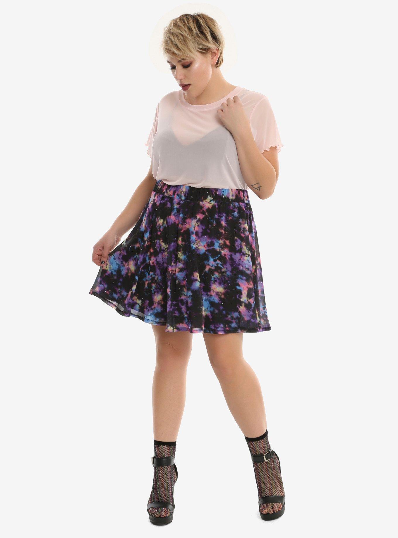 Galaxy Chiffon Skater Skirt Plus Size, , alternate