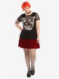 Black Fishnet Inset Tiger Girls T-Shirt Plus Size, BLACK, alternate