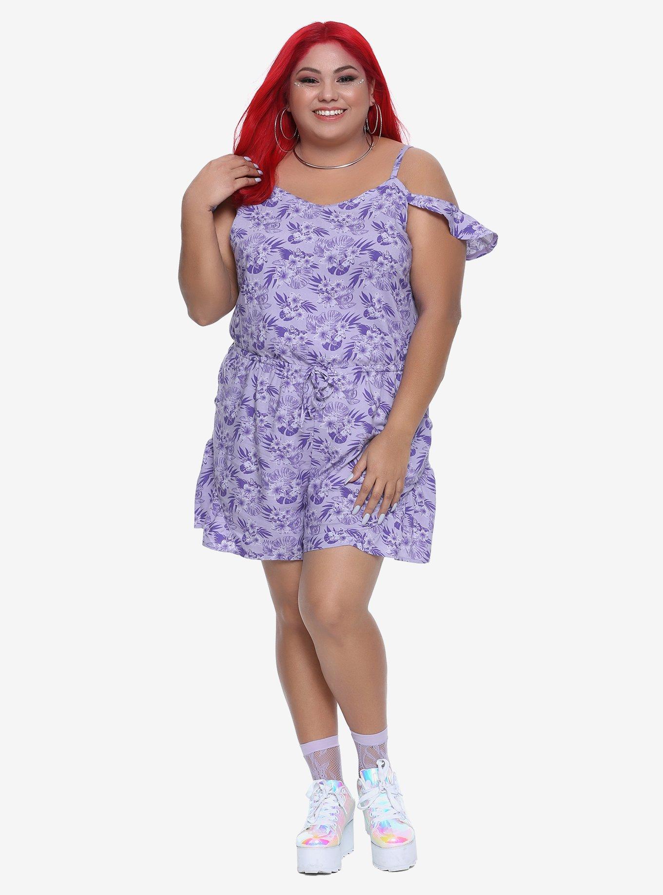 Disney The Little Mermaid Ariel Cold Shoulder Romper Plus Size, LIGHT PURPLE, alternate