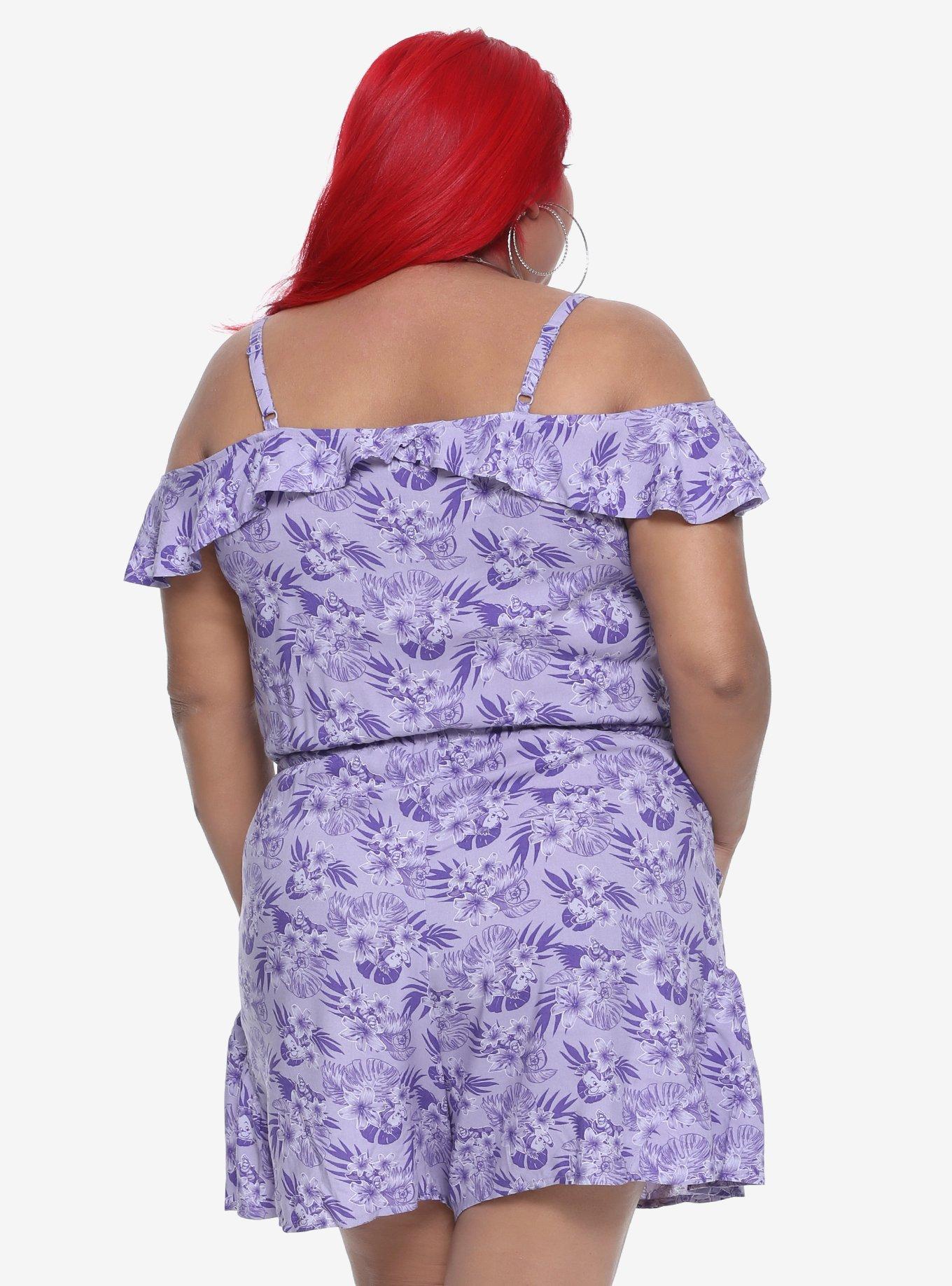 Disney The Little Mermaid Ariel Cold Shoulder Romper Plus Size, LIGHT PURPLE, alternate