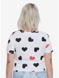 Black & Red Heart Print Girls Crop Top, , alternate