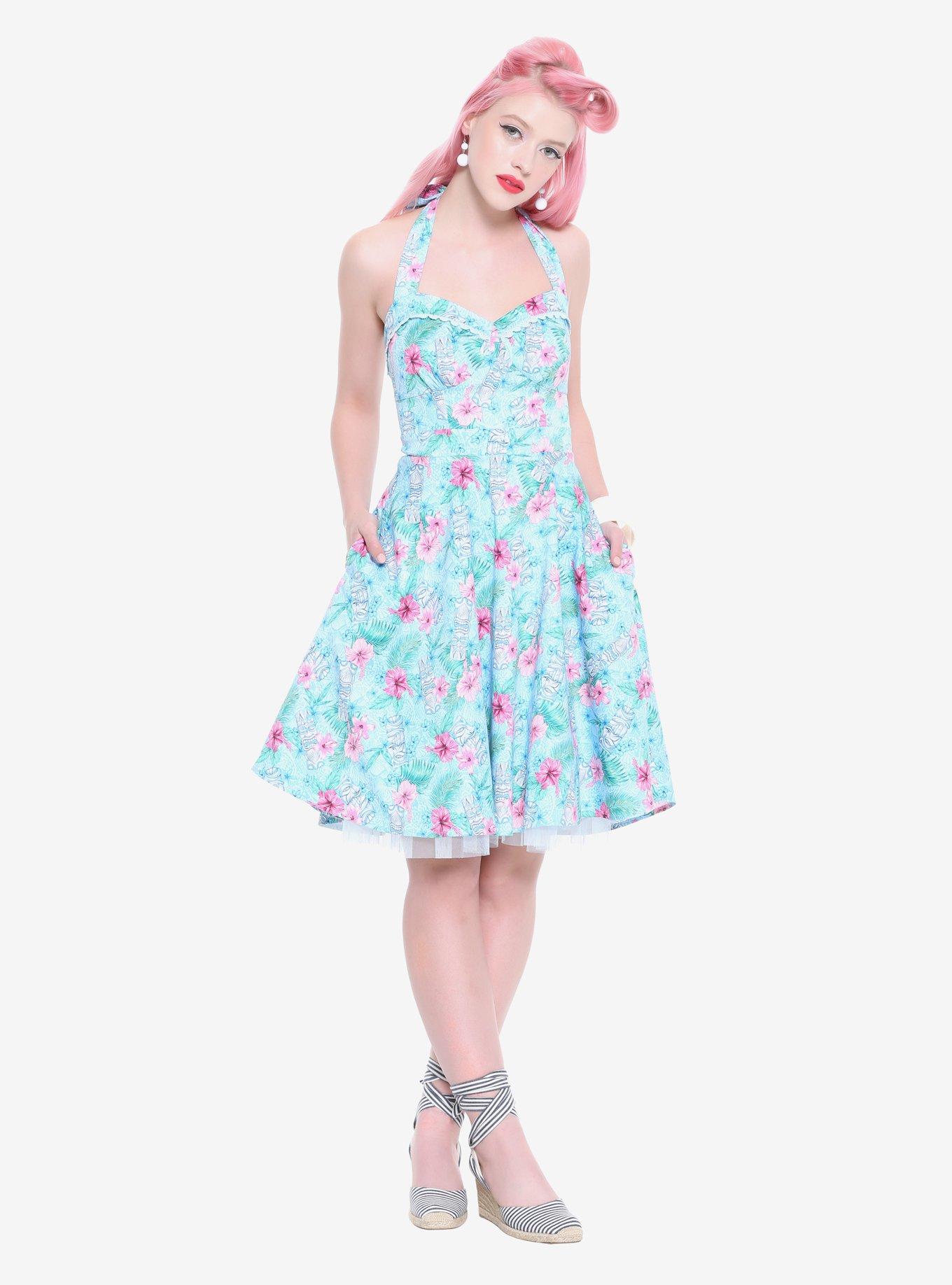 Blue Floral Tiki Swing Dress, , alternate