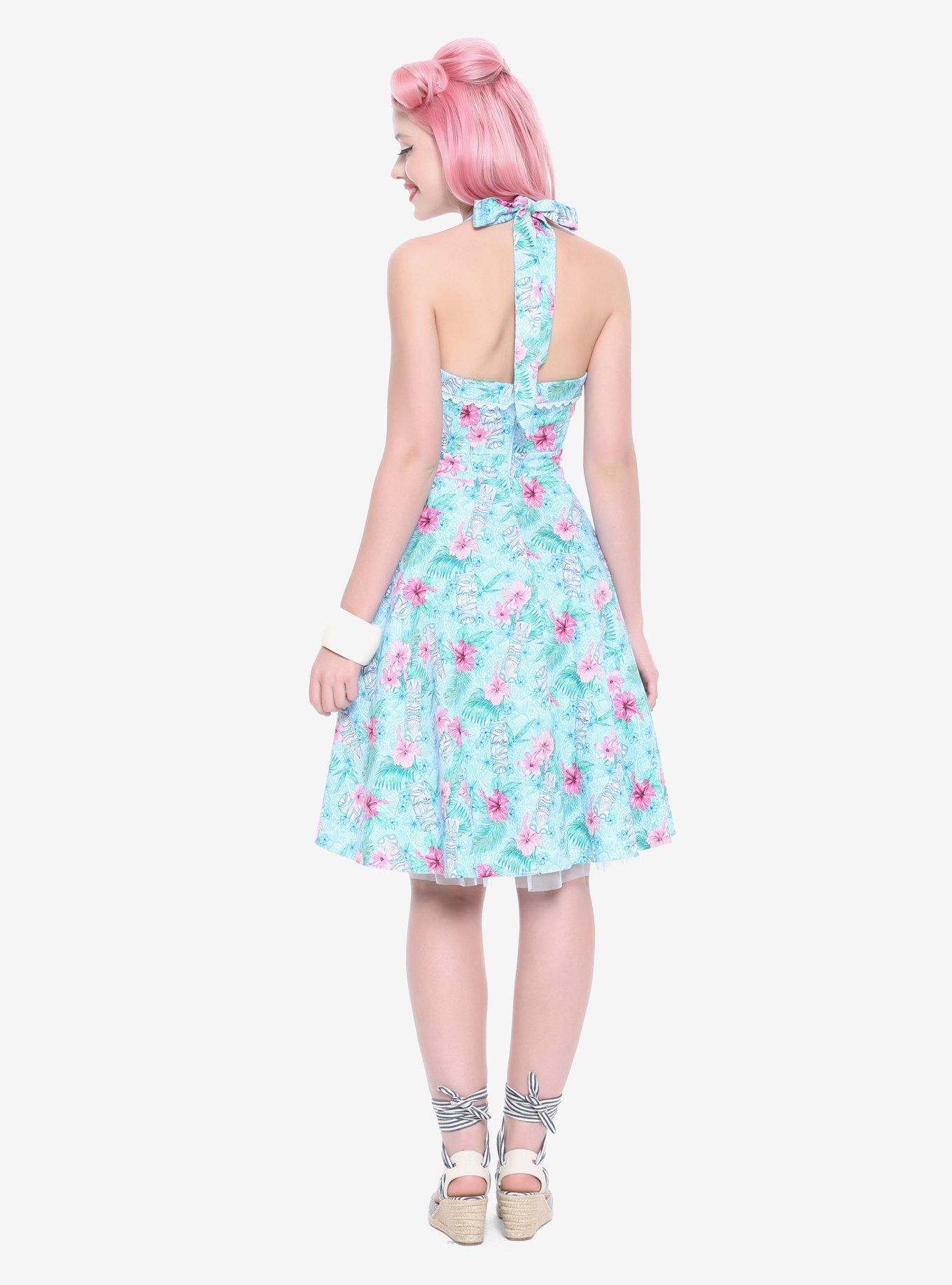 Blue Floral Tiki Swing Dress, , alternate