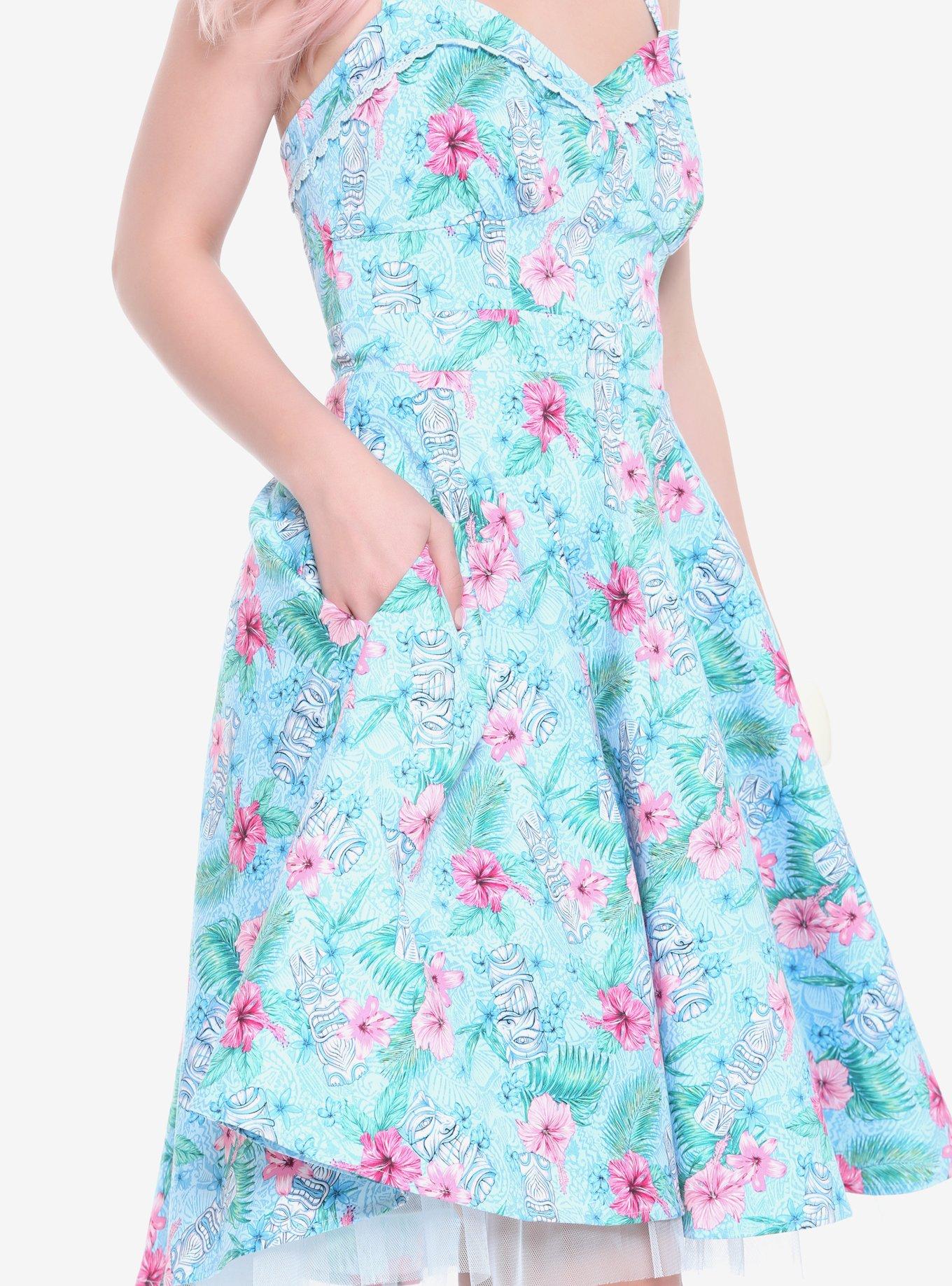 Blue Floral Tiki Swing Dress, , alternate