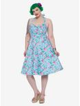 Blue Floral Tiki Swing Dress Plus Size, , alternate