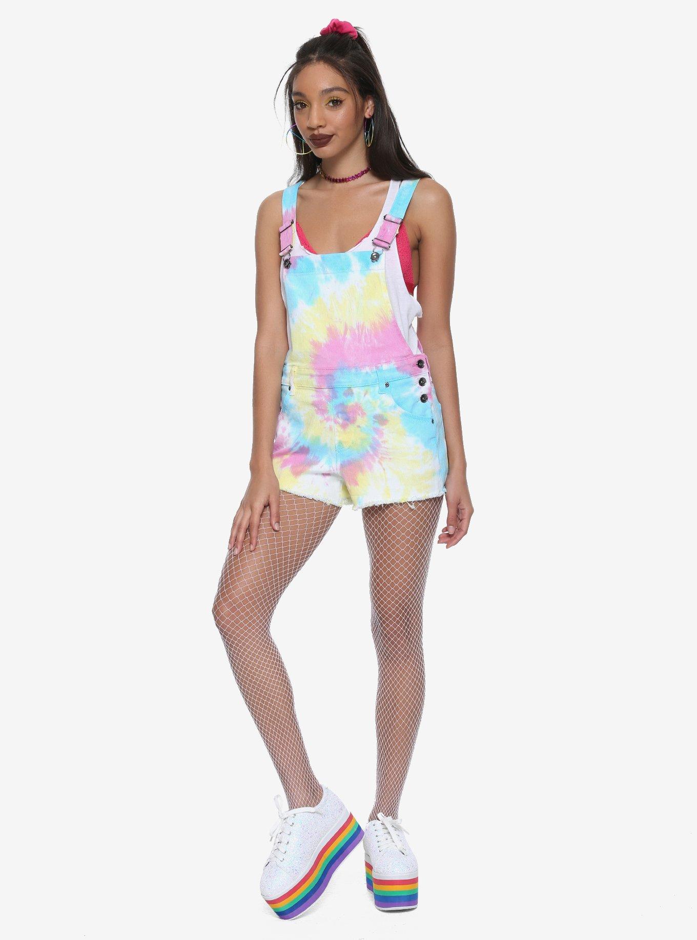 Rainbow Tie Dye Shortalls, , alternate