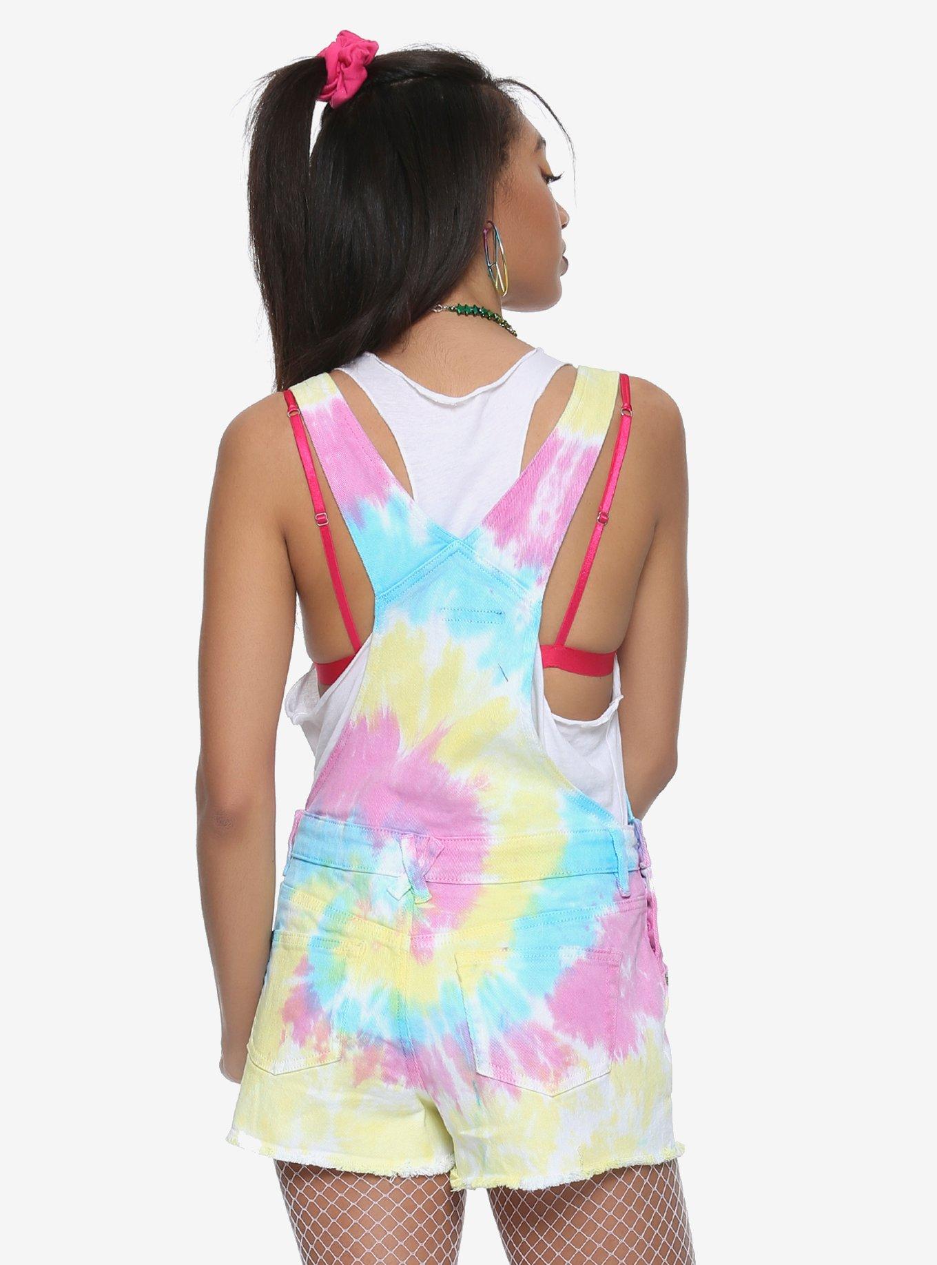 Rainbow Tie Dye Shortalls, , alternate