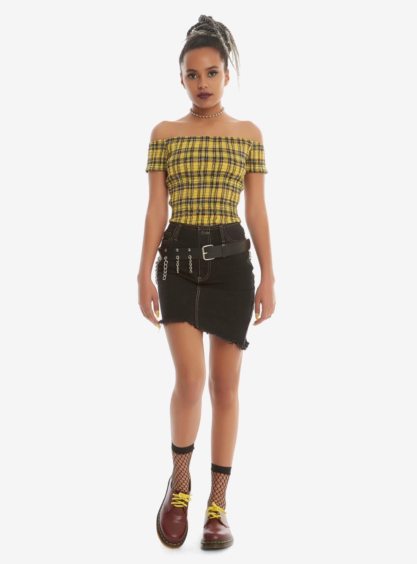 Yellow Plaid Smocked Top, , alternate