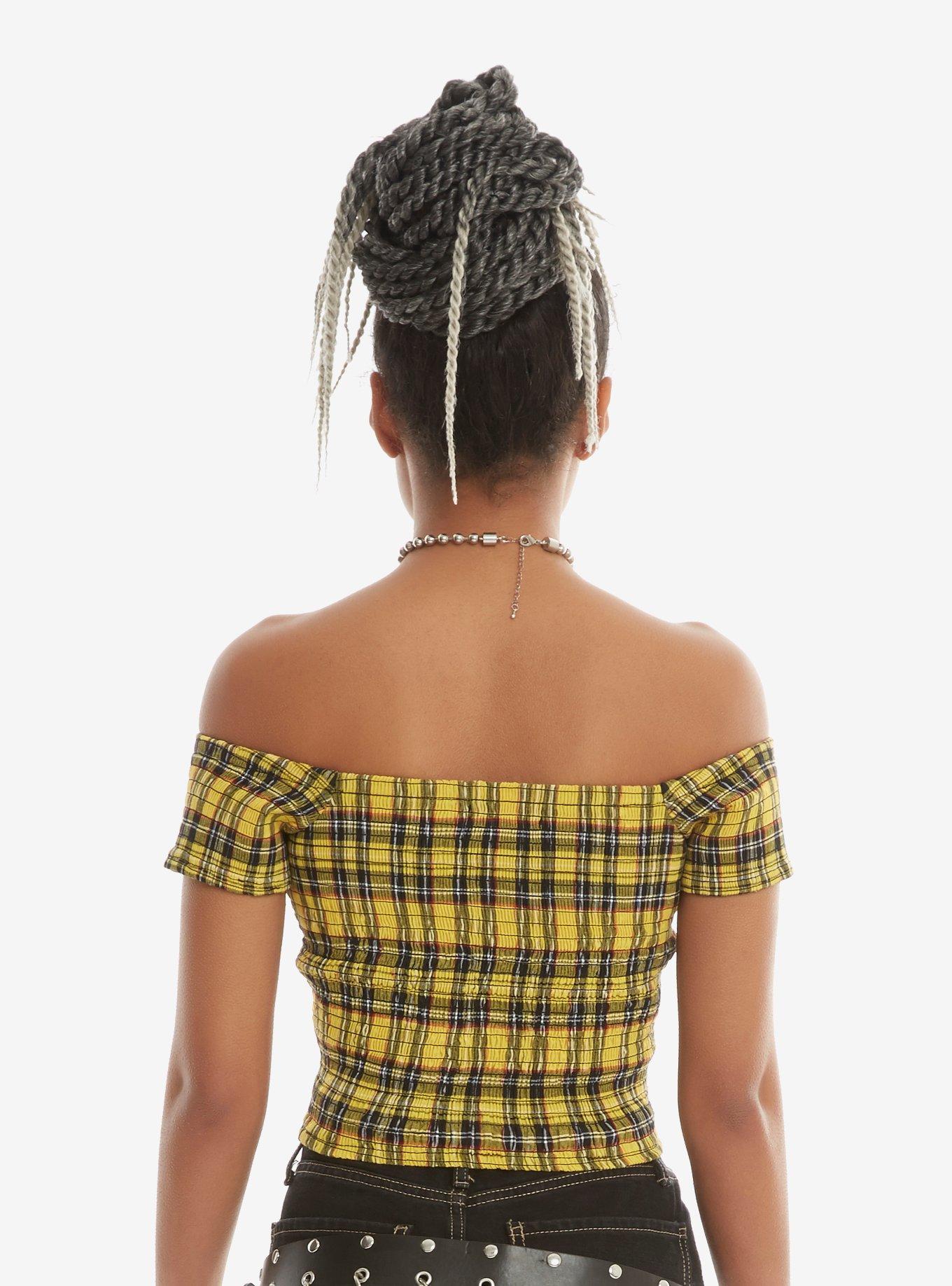Yellow Plaid Smocked Top, , alternate