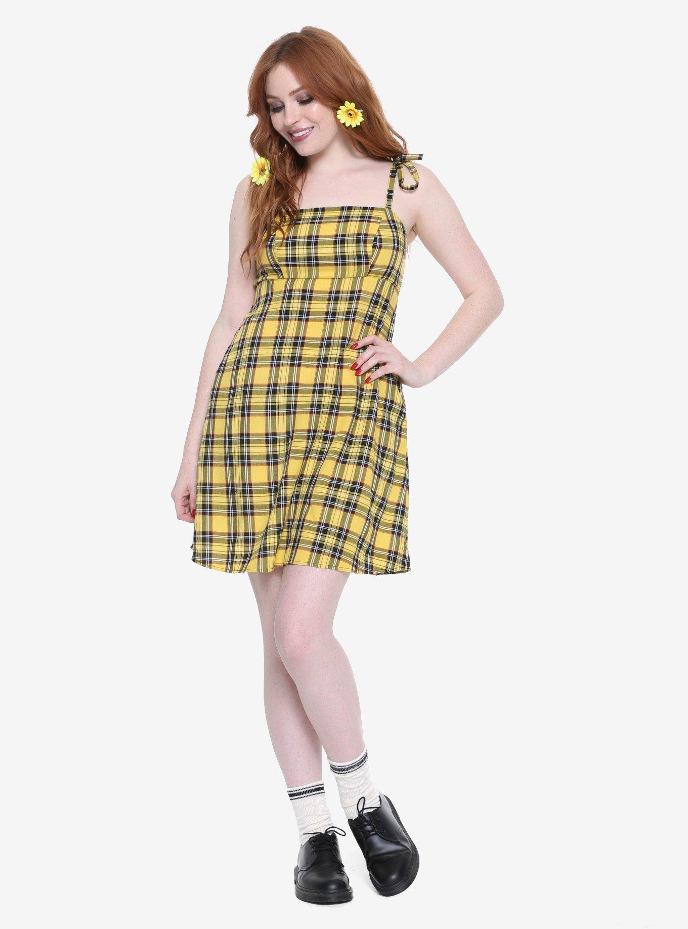 Yellow Plaid Cami Dress, , alternate