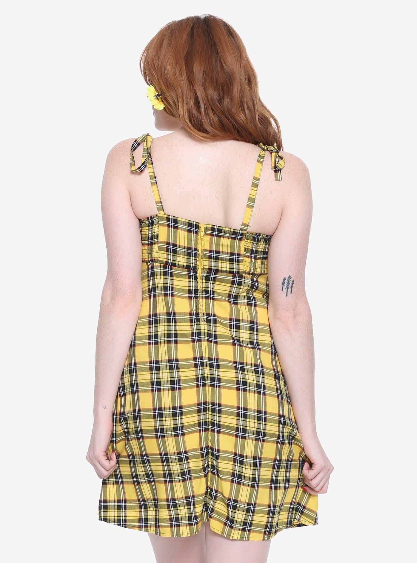 Yellow Plaid Cami Dress, , alternate