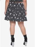 Black & White Polka Dot Skull & Rose Skirt Plus Size, BLACK, alternate