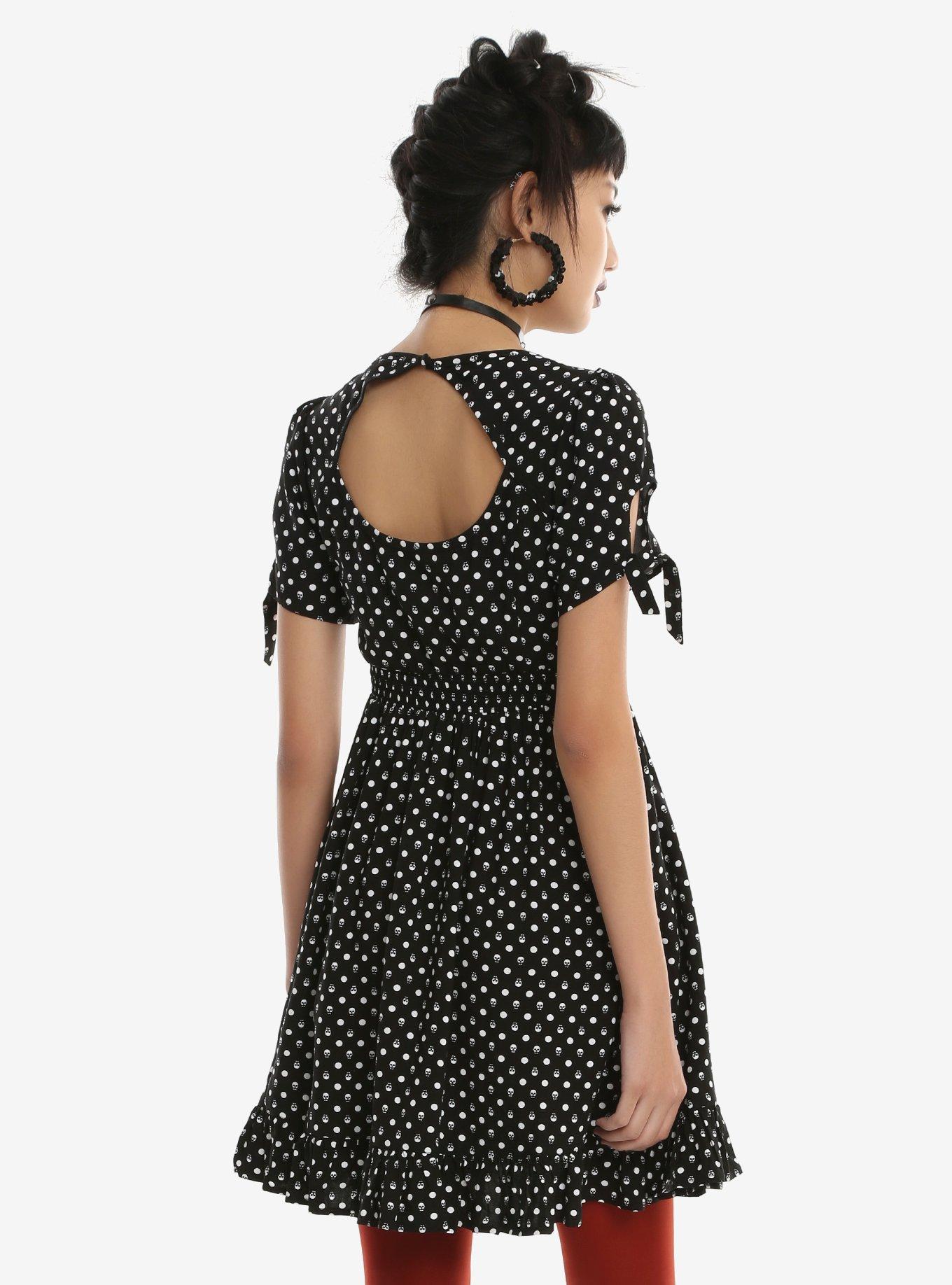 Skull Dot Ruffle Hem Dress, , alternate