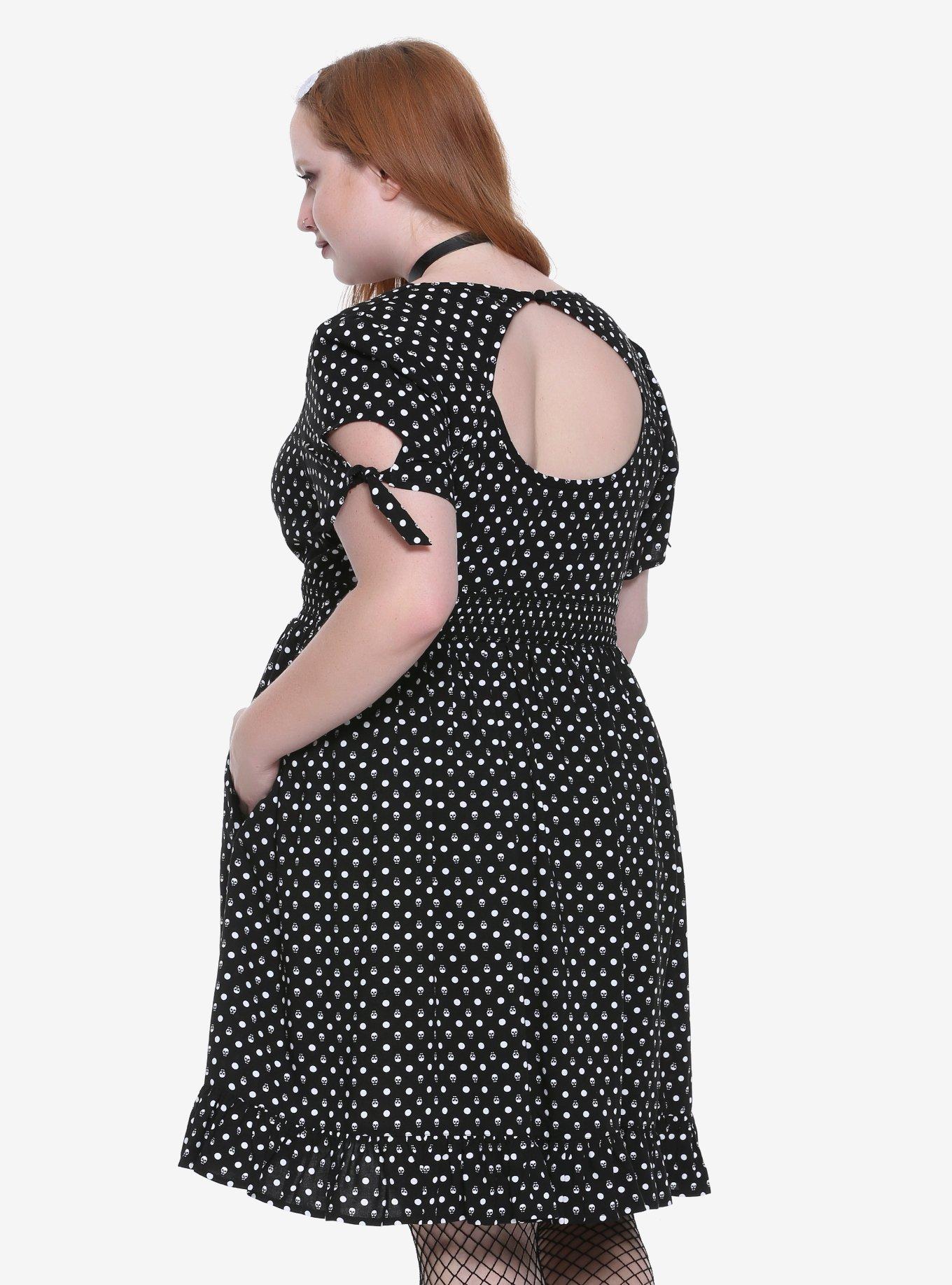 Skull Dot Ruffle Hem Dress Plus Size, , alternate