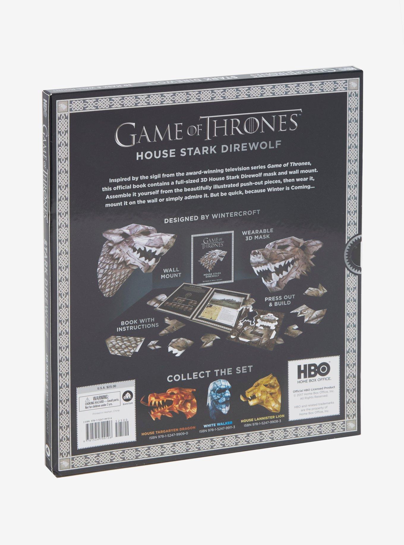 Game Of Thrones House Stark Direwolf 3D Mask & Wall Mount Book, , alternate