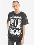 Death Note L Logo Mineral Wash T-Shirt, , alternate