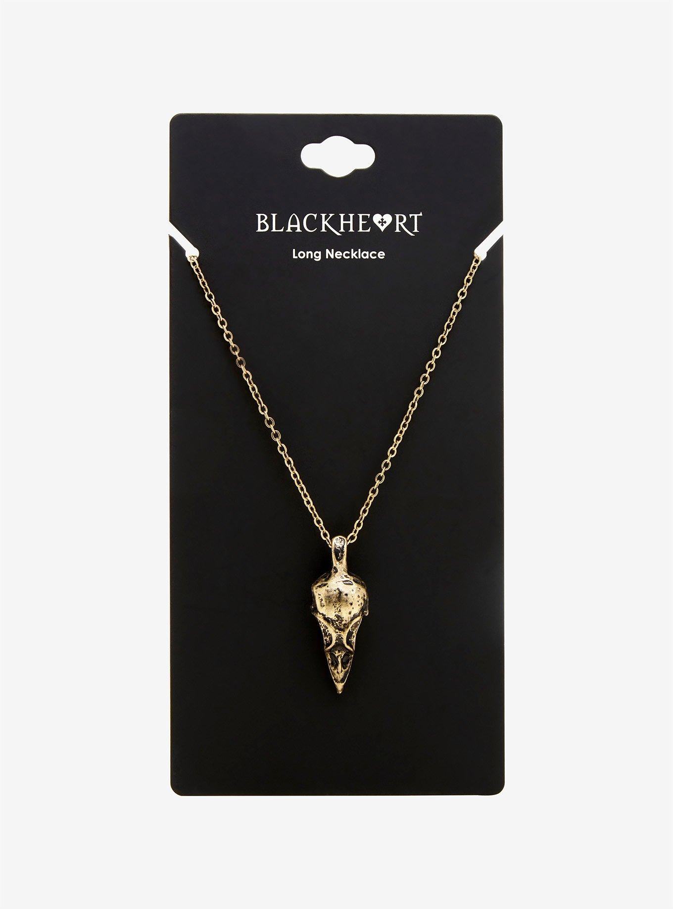 Blackheart Gold Bird Skull Necklace, , alternate
