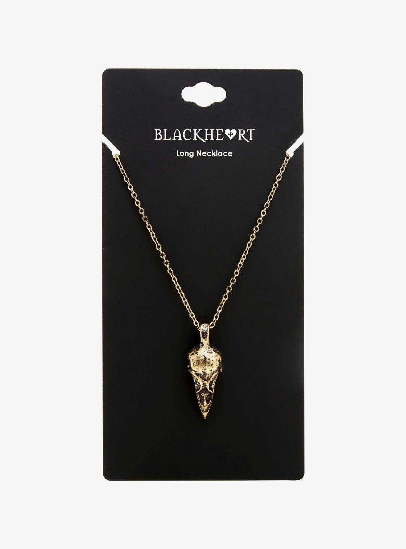 Blackheart Gold Bird Skull Necklace, , alternate