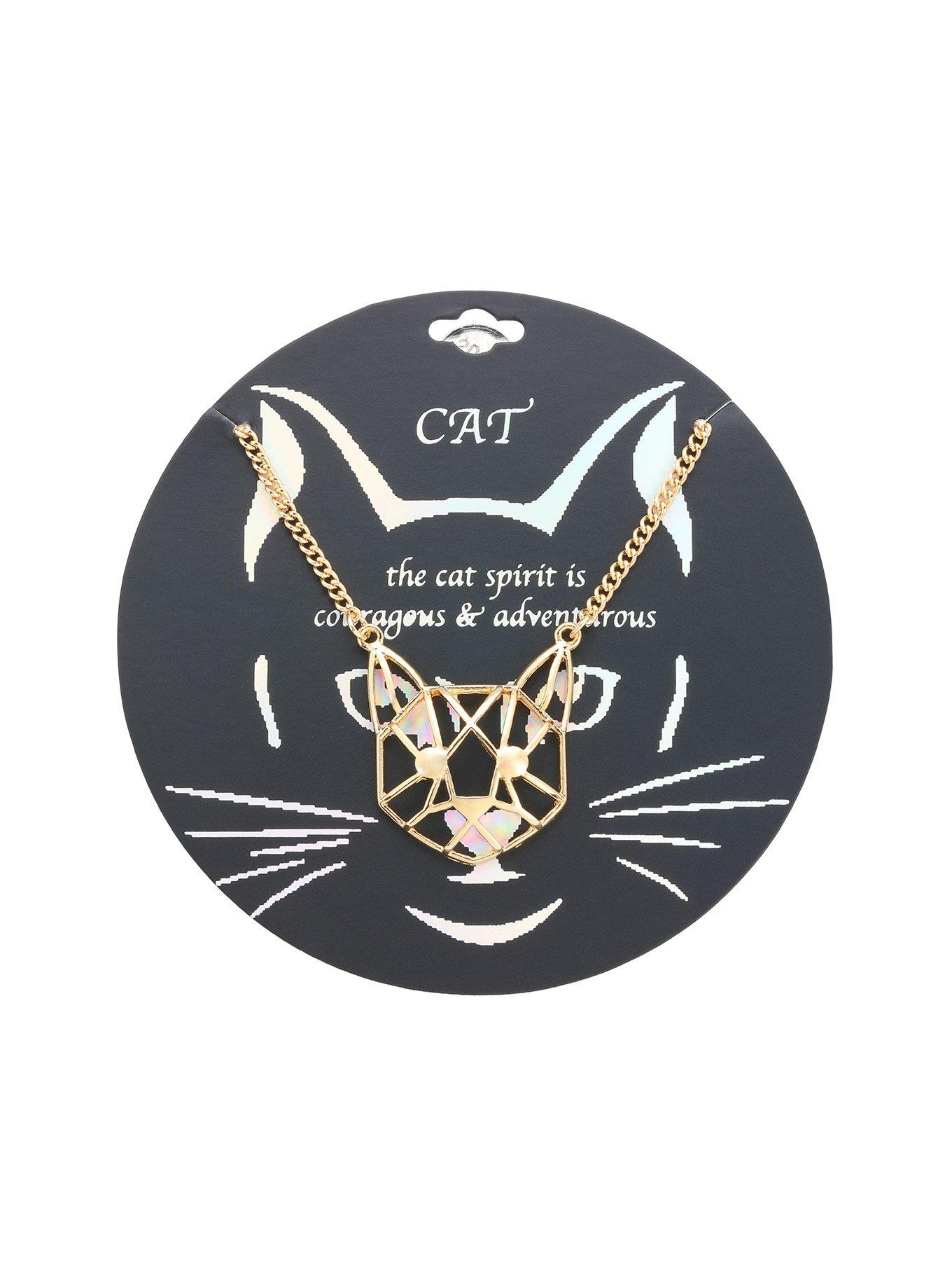 Geo-Cat Gold Chain Necklace, , alternate