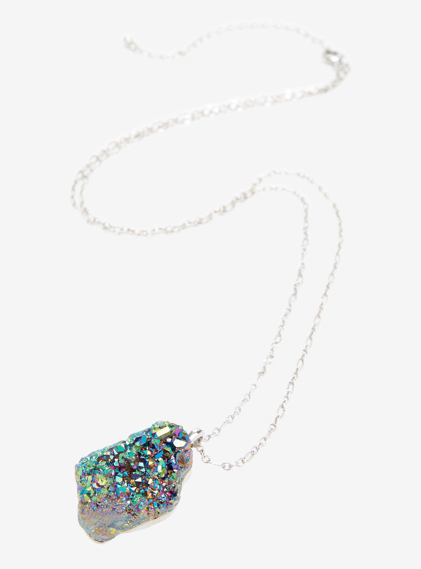Blackheart Druzy Crystal Pendant Necklace, , alternate