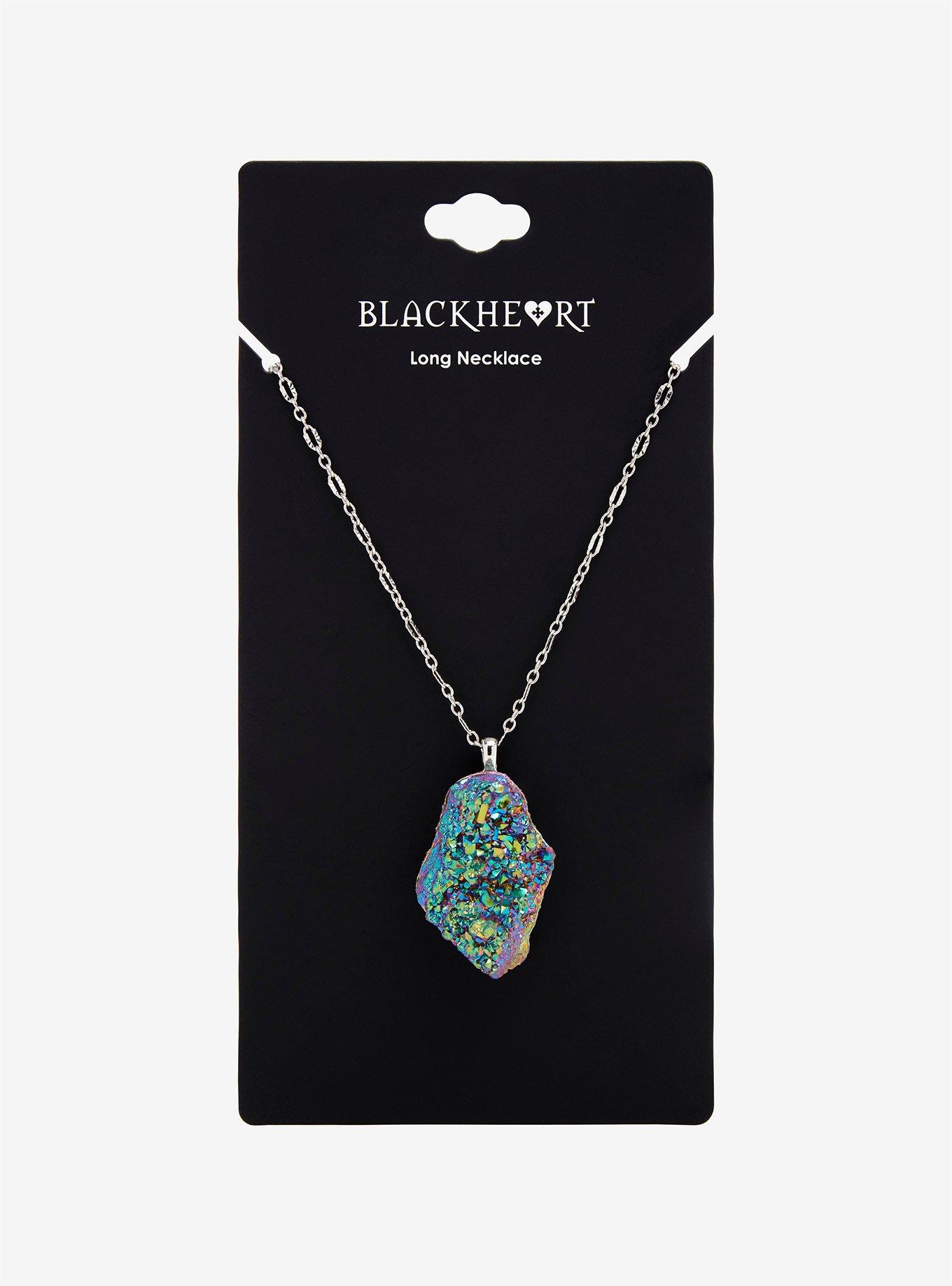 Blackheart Druzy Crystal Pendant Necklace, , alternate