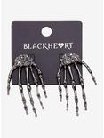 Blackheart Skeleton Hands Earrings, , alternate
