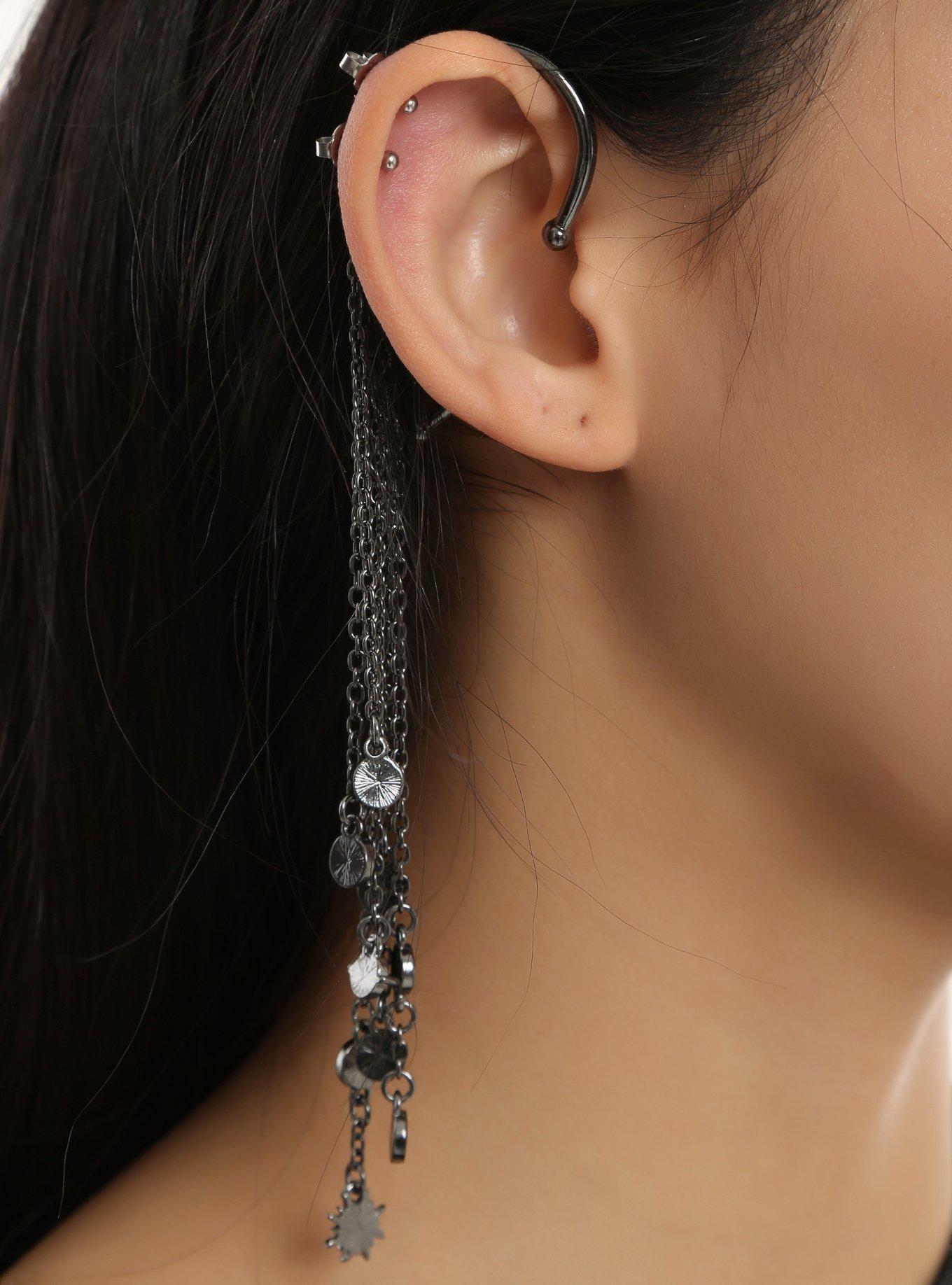 Blackheart Solar System Dangle Ear Cuff, , alternate