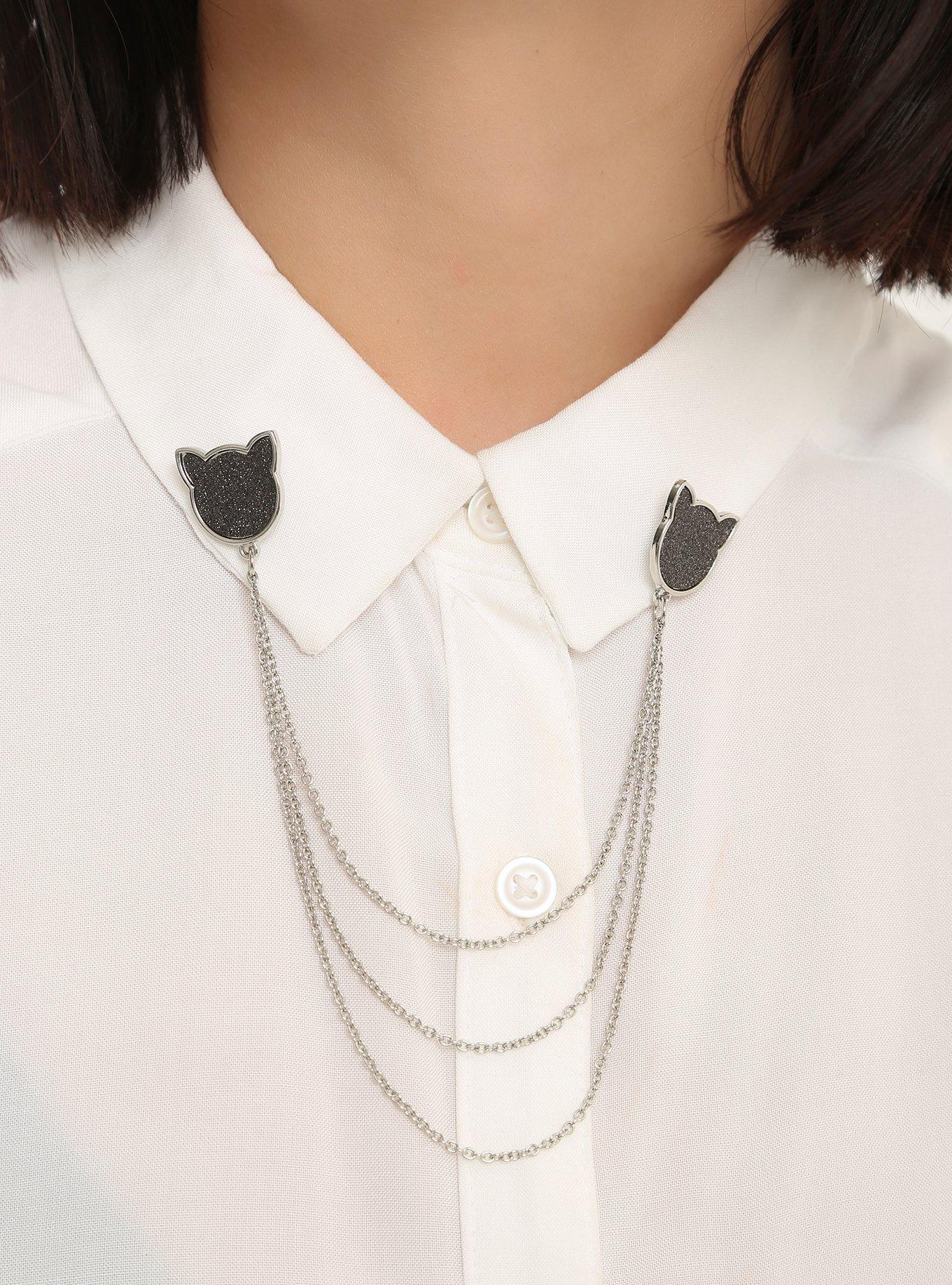 Blackheart Glitter Cat Collar Pin, , alternate