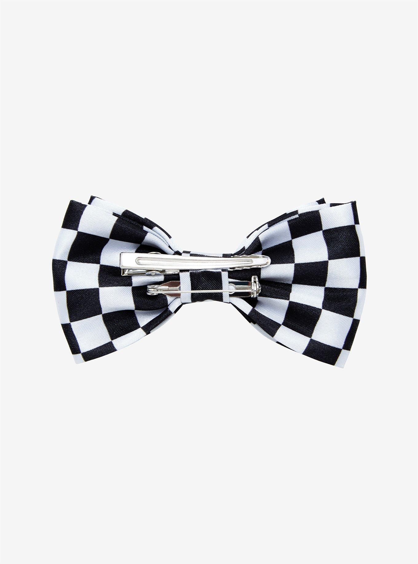 Black & White Checkered Hair Bow, , alternate