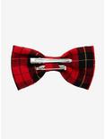 Black & Red Flannel Plaid Hair Bow, , alternate
