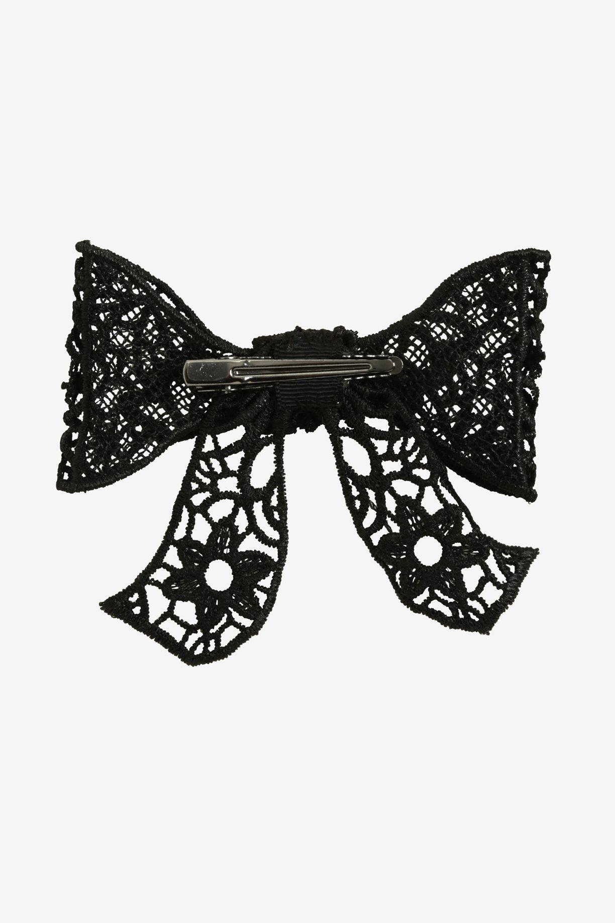 Blackheart Black Lace Hair Bow, , alternate