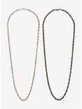 Silver & Hematite Rope Chain Guys Necklace Set, , alternate