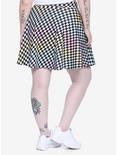 Pastel Checkered Skater Skirt Plus Size, , alternate