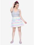 Blackheart Pastel Striped Snap-Front Denim Skirt Plus Size, , alternate