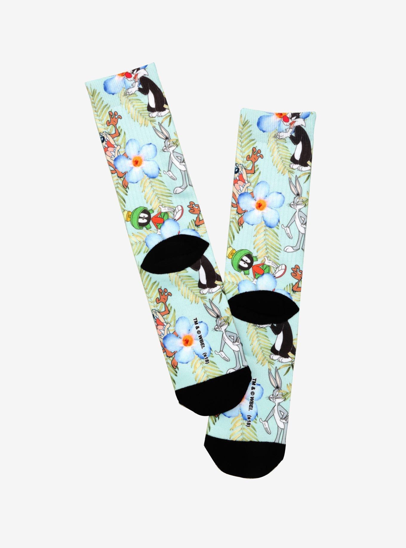 Looney Tunes Hawaiian Print Crew Socks, , alternate