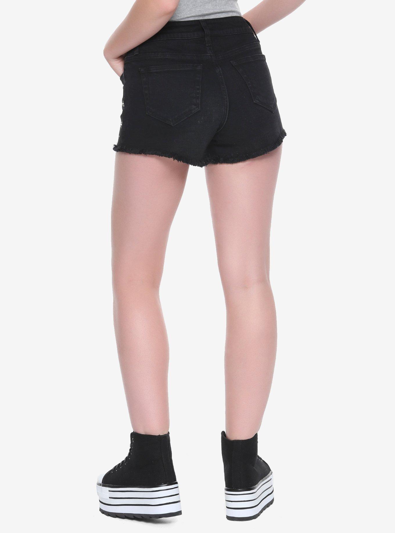 Blackheart Black Star Studded High-Waist Shorts, , alternate